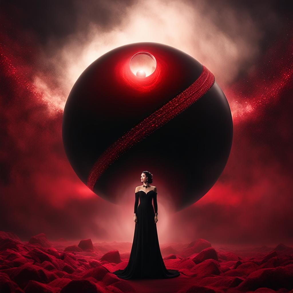 Woman in Sphere: Sinister Cinematic Digital Matte Painting