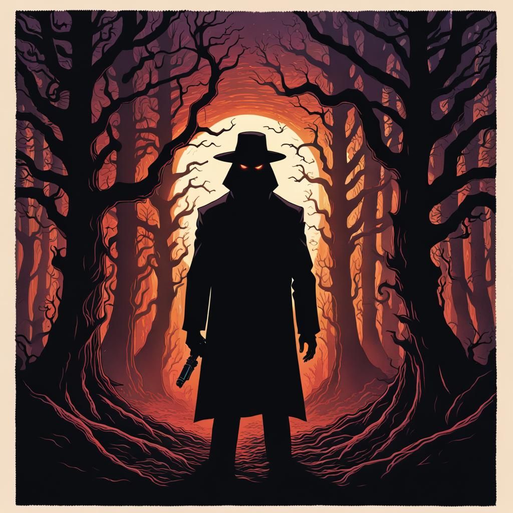 Scary Faceless Shadow Man in Comic Book Art