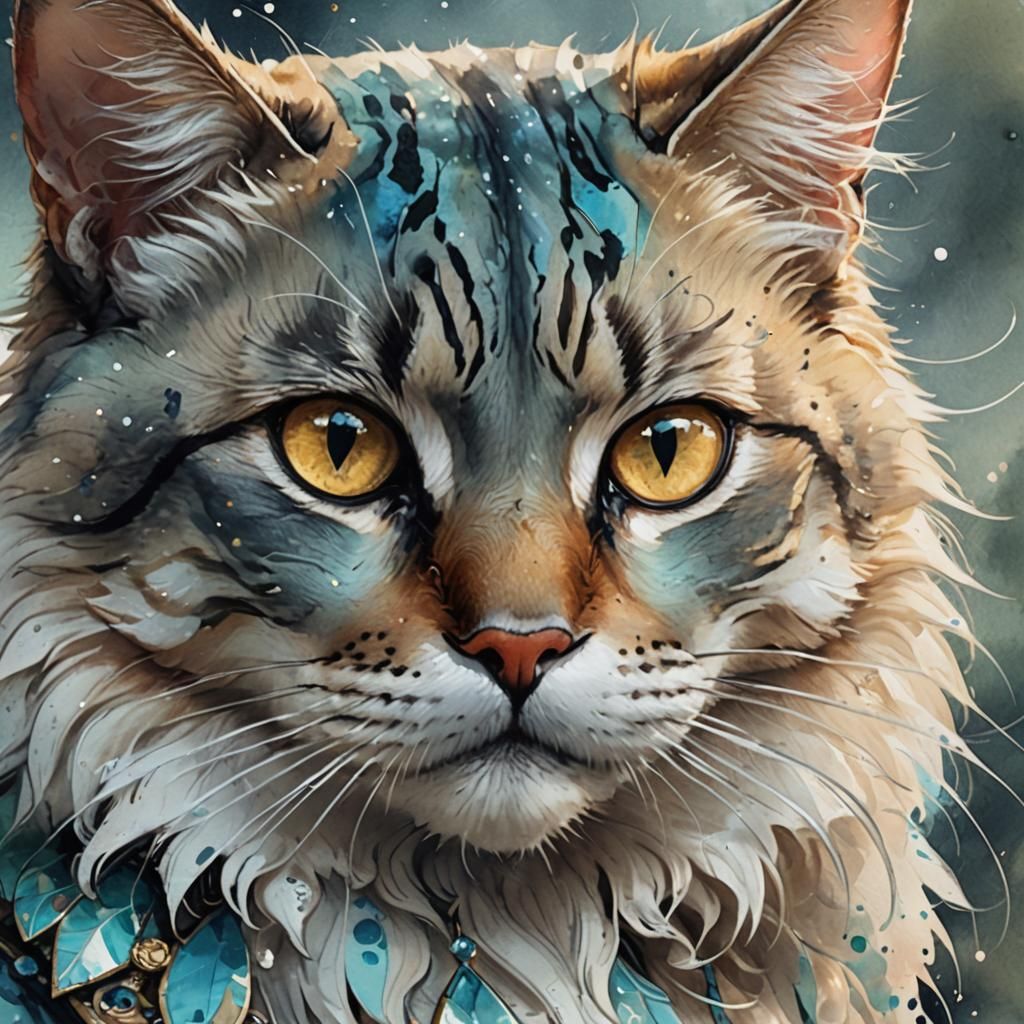 creame un retrato de la cara de un gato