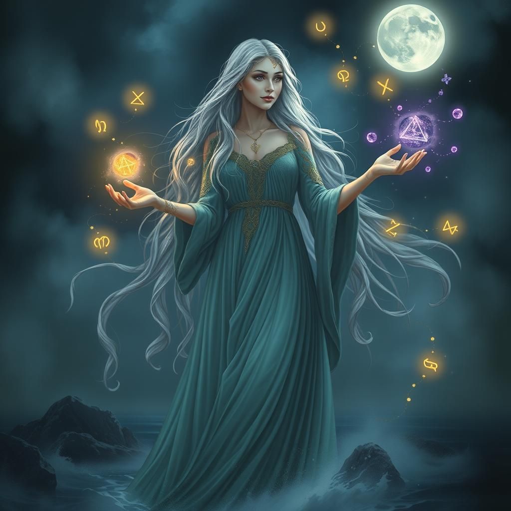Mystical Celtic Lady of the Lake with Runes