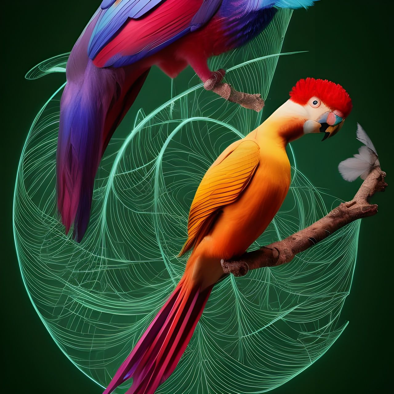 Exotic Bird with Human Face: Hyperrealistic Photorealistic A...