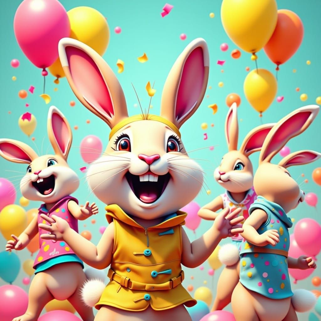 Laughing Bunnies in YouTube-Style Animation
