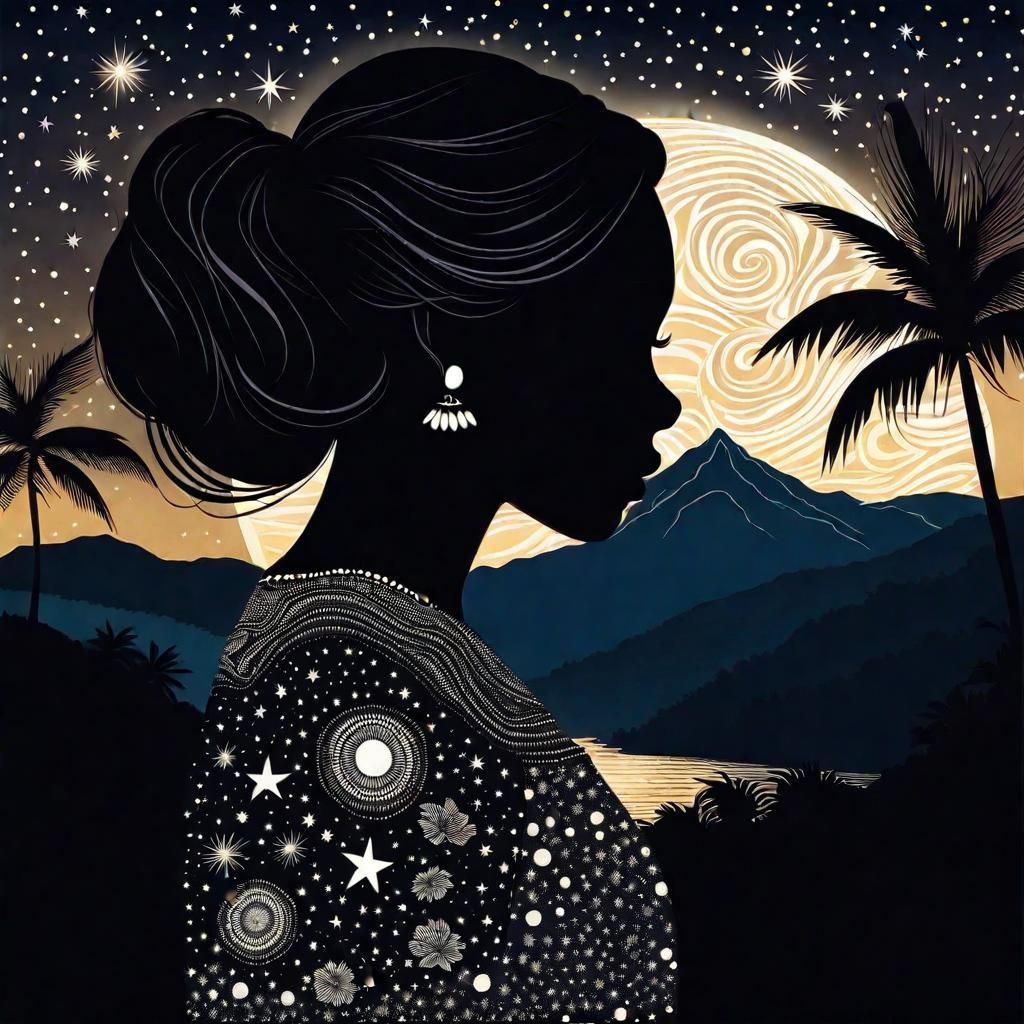 Silhouette of Indonesian Girl in Tropical Night