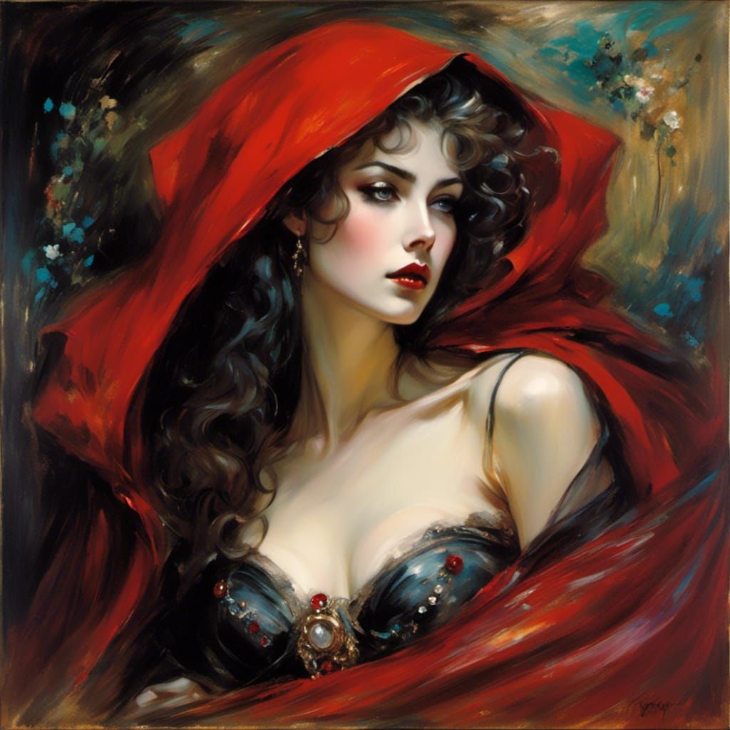 Gothic Vampire Little Red Riding Hood Portrait