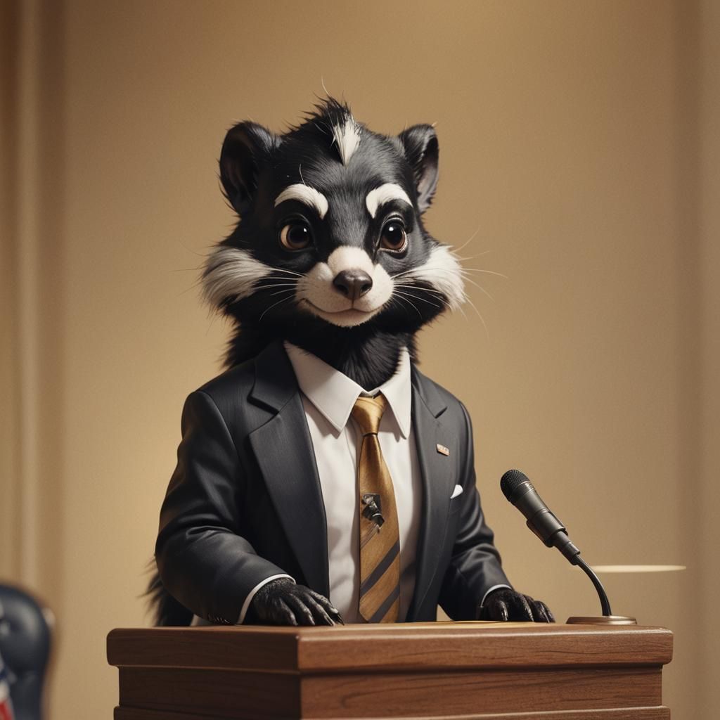 Skunk Attends US Presidential Speech, Digital Art