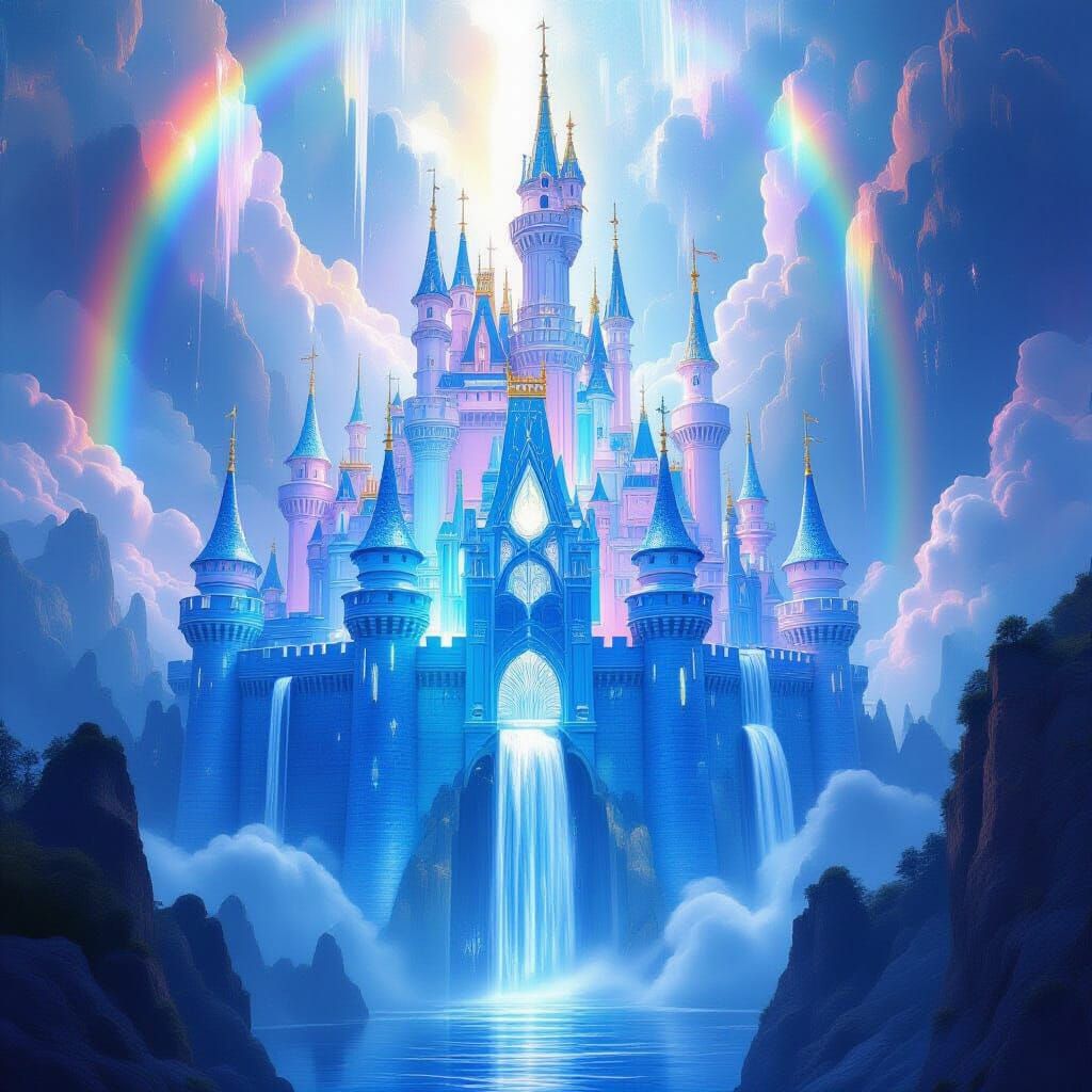 Transparent Water Castle in Ethereal Void