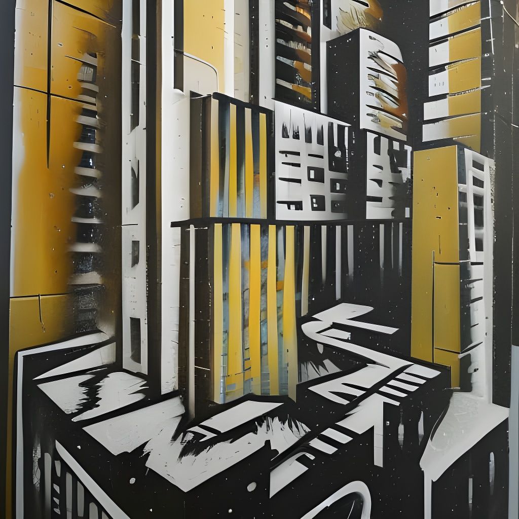 Brutalist Cleansing Among Classic Buildings as Impasto Paint...