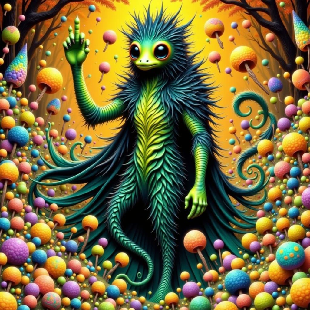 Mythical Creatures in Mystical Forest, Dreamlike Art