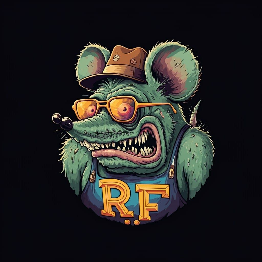 Rat Fink Monster Logo in Retro-Futuristic Pop Art Style