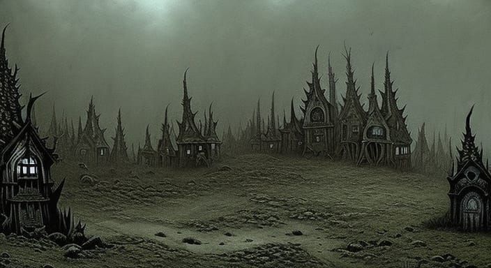 Eerie Fantasy Nightmare: A Ghastly, Surreal Masterpiece