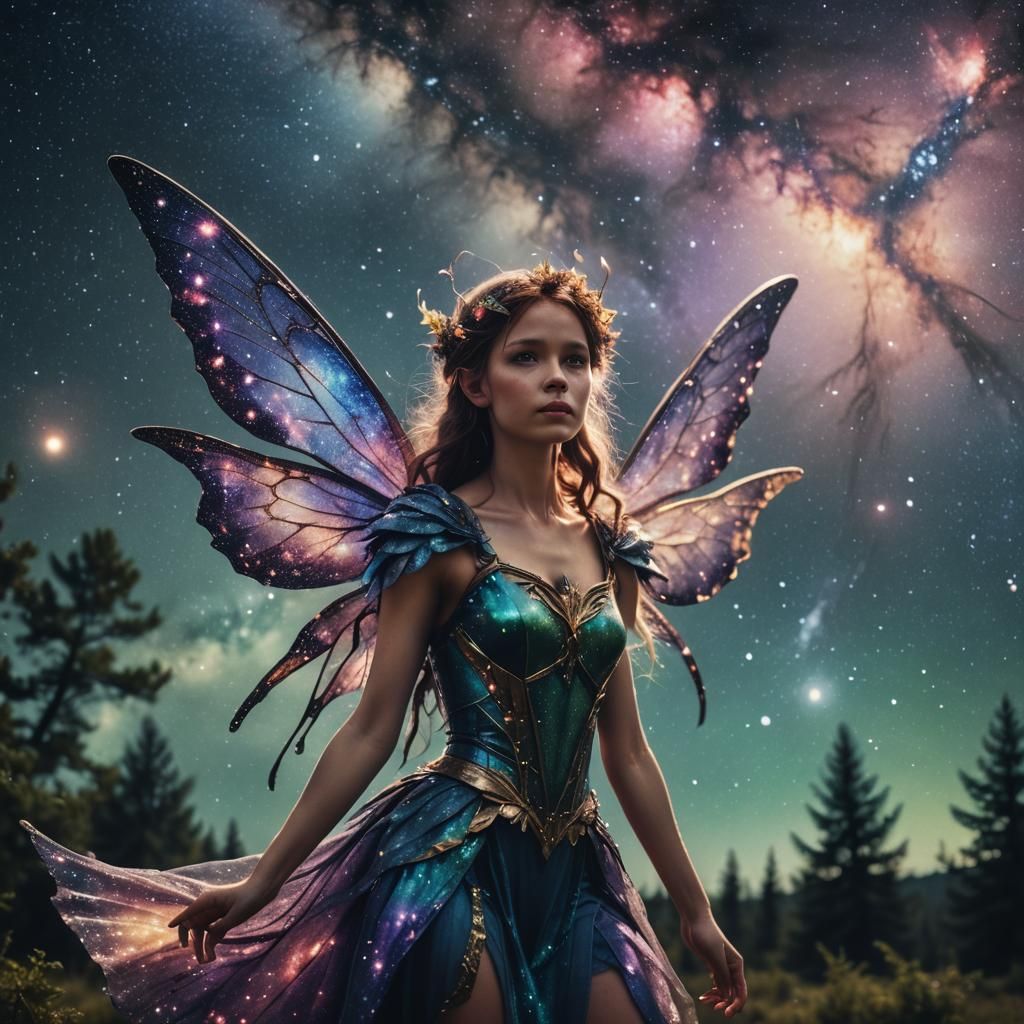 A fairy made out of the galaxy