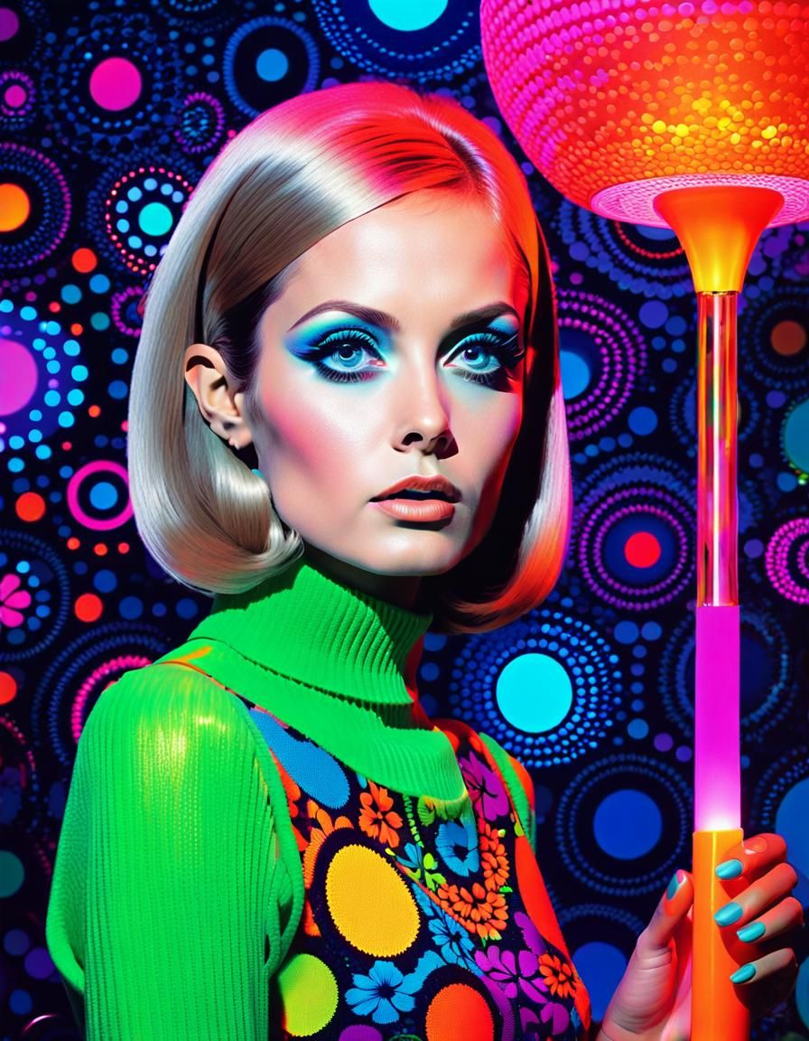 Psychedelic 60s Supermodel in Pop Art Style