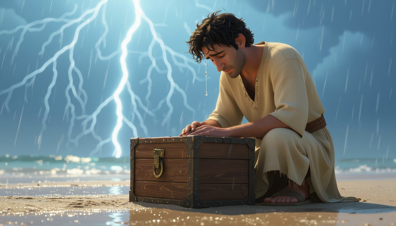 Praying Man with Chest: Disney Pixar Style