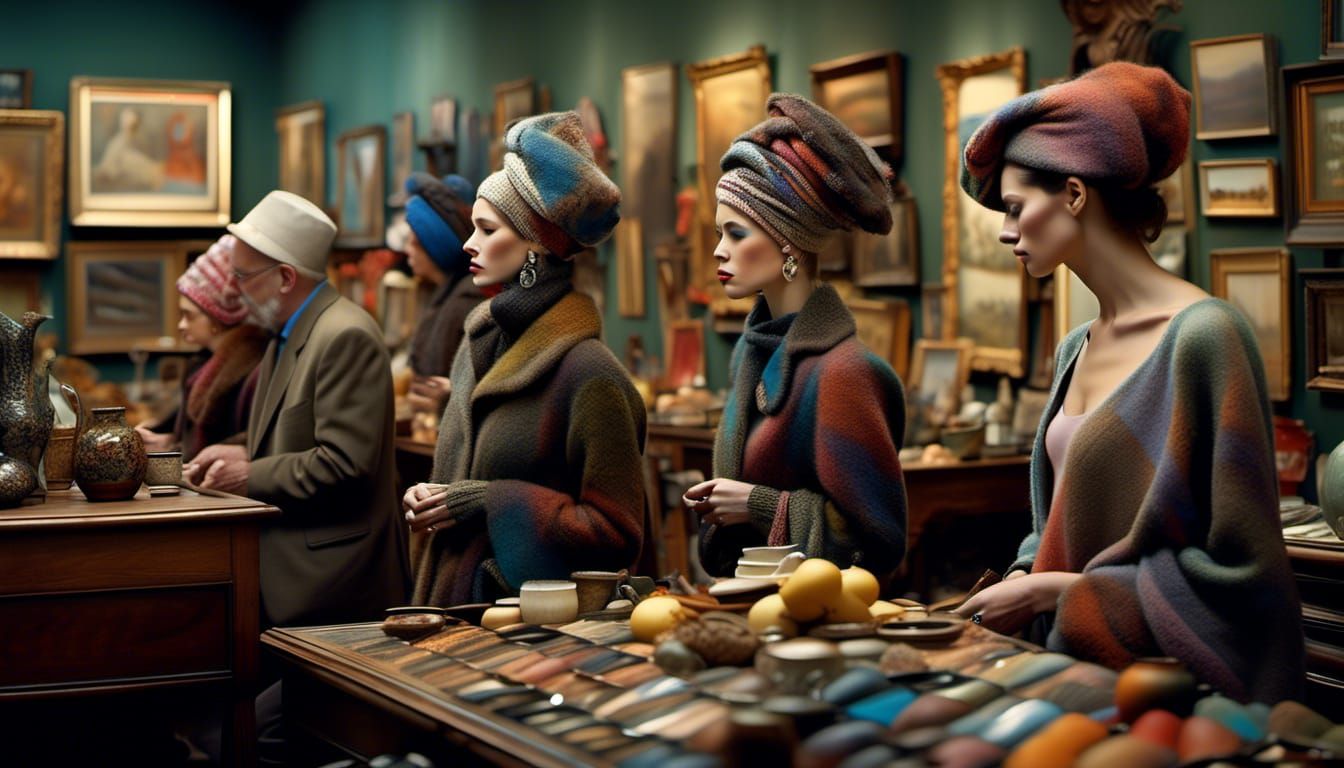 People Admiring Art in Polychromatic Gallery