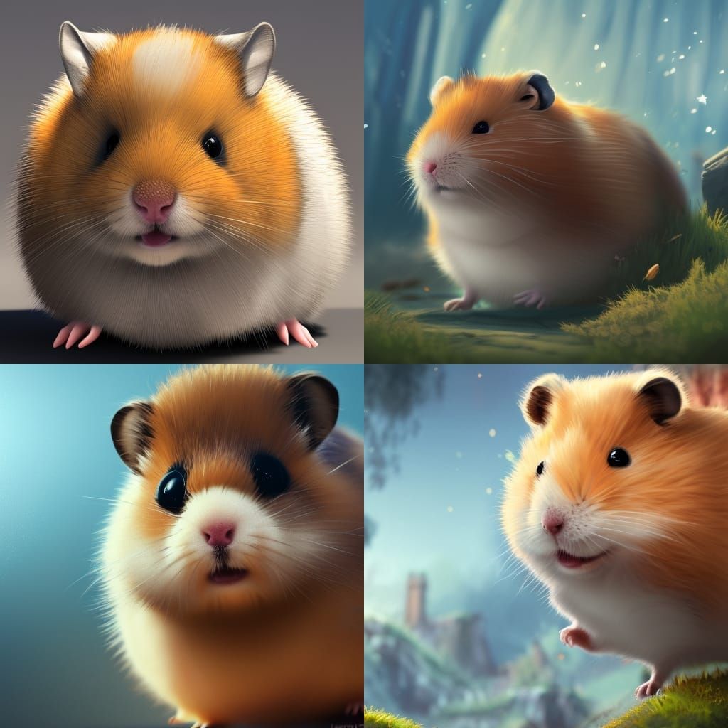 Cute Hamster Portrait in Detailed Digital Painting Style