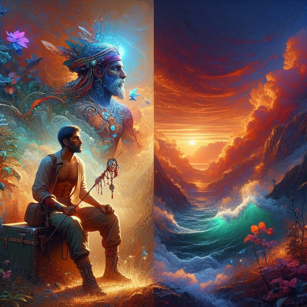 Heartbroken South Asian Man in Detailed Matte Painting