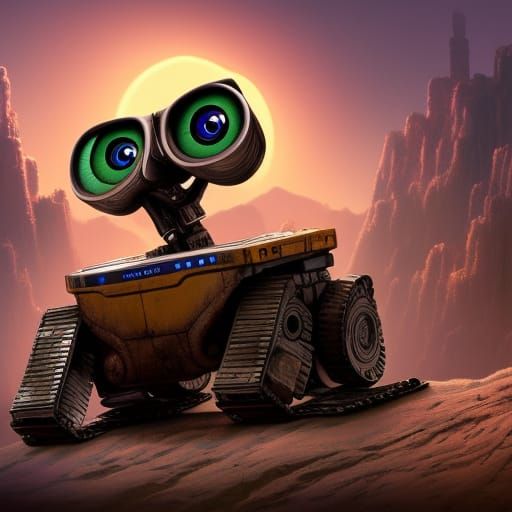 Wall-E in Detailed Matte Painting Style