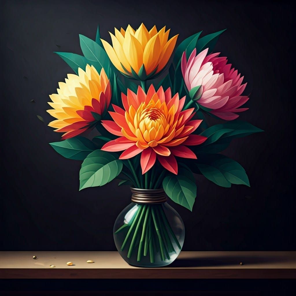 Geometric Paper Collage Still Life in Cubist Style