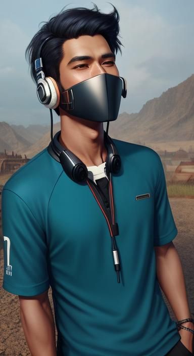 Boy with Headset in Fantasy Art Style