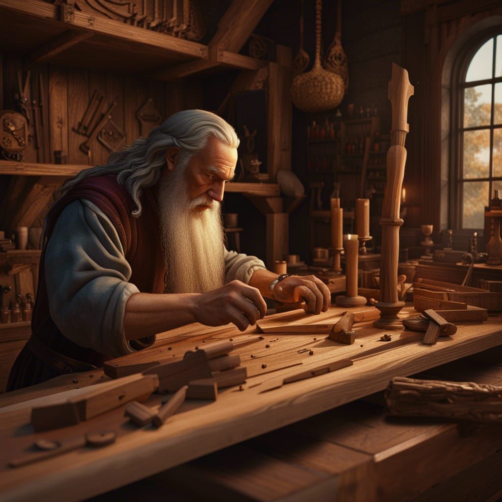 Da Vinci Woodworking: Detailed 8k Fantasy Art