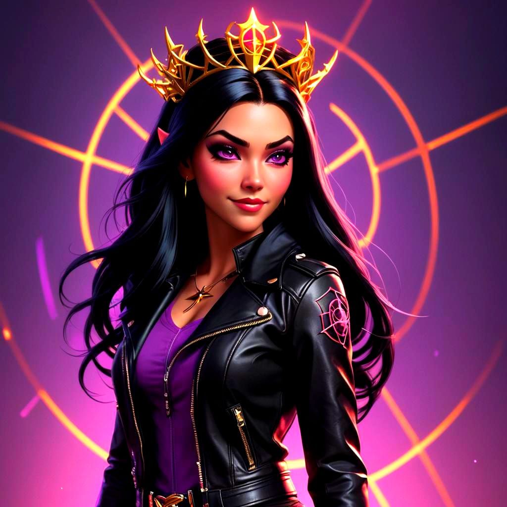 Villainess in Leather Jacket, 3D Digital Art