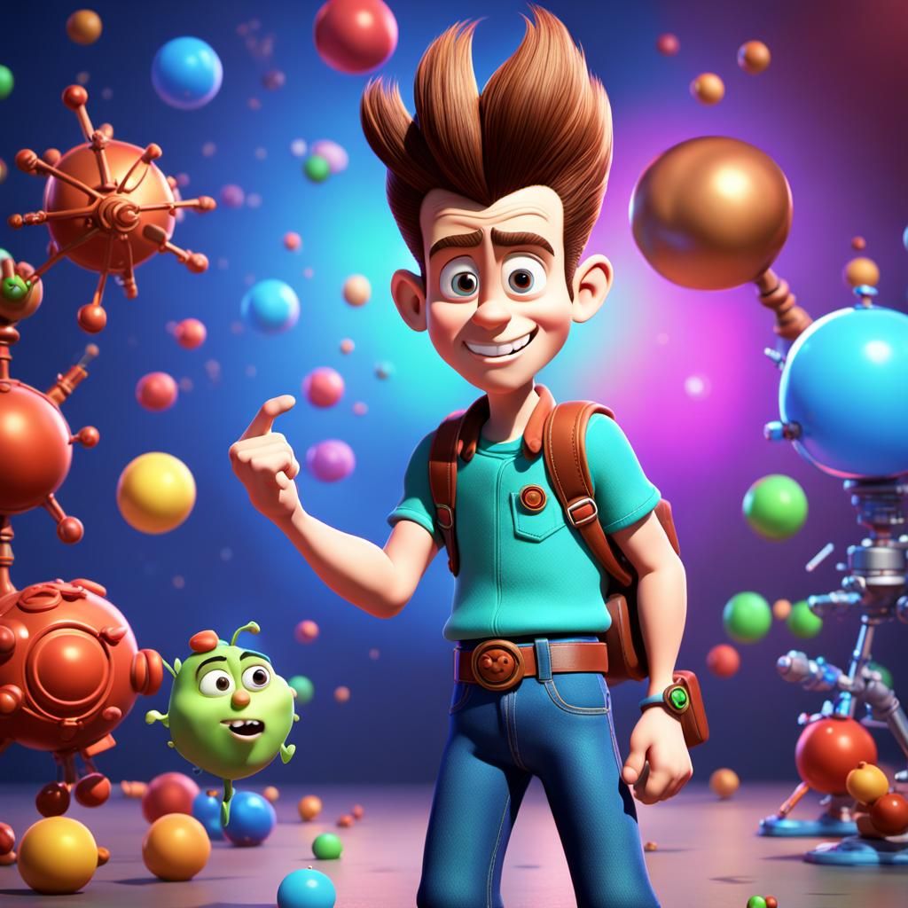 Jimmy Neutron: 3D Render in Pixar Style