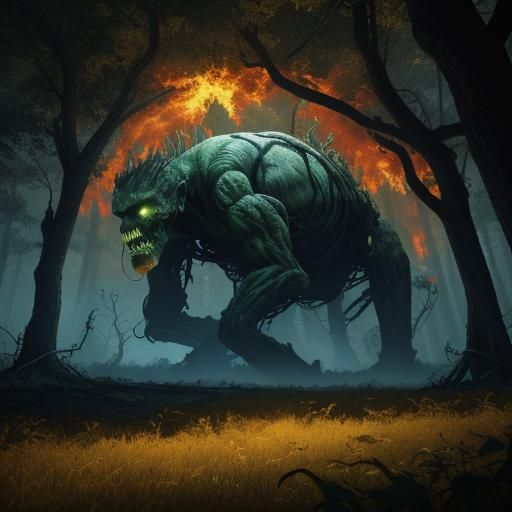 Zombie Attack in Forest: Cinematic 3D Art