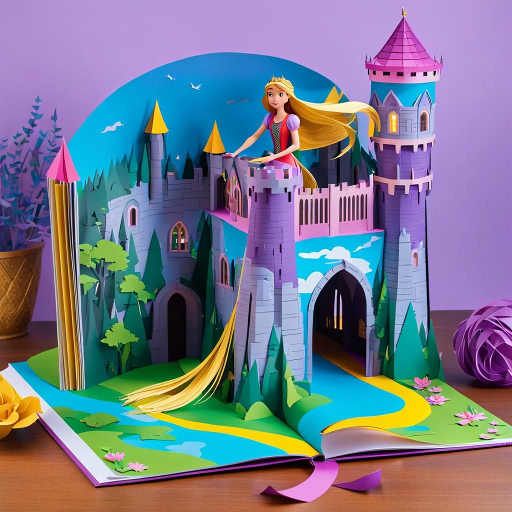 Rapunzel's Tower in a Detailed Papercraft Pop-Up Book