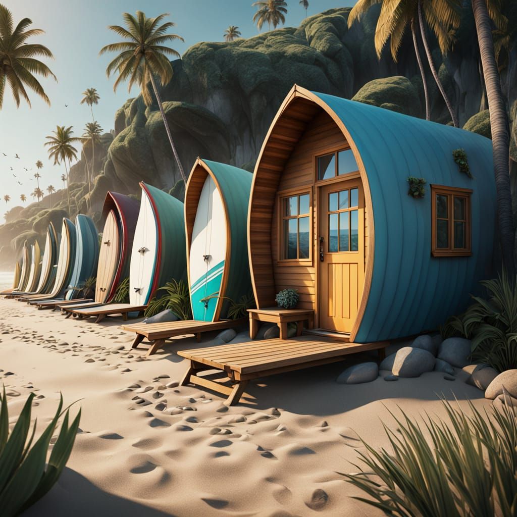 Sustainable Coastal Oasis in Golden Hour Light