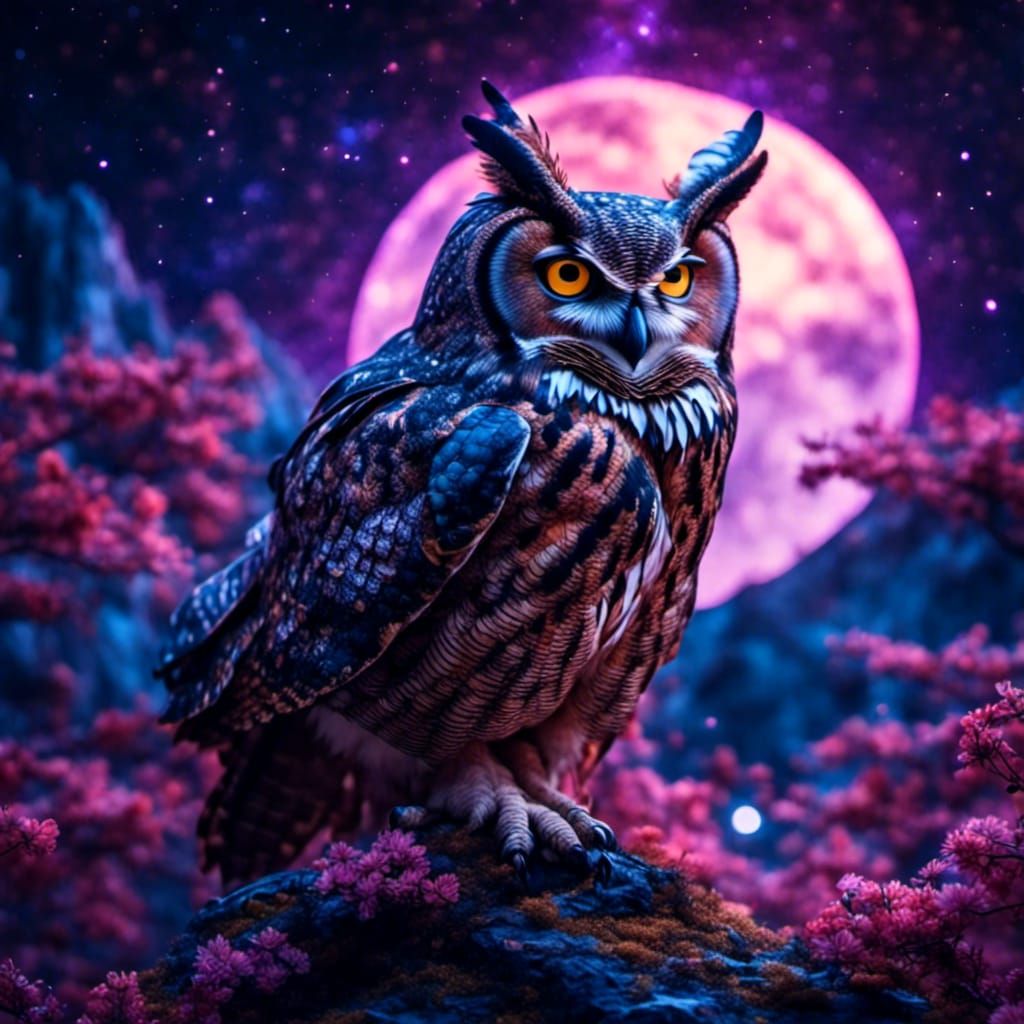 Great Horned Owl Flight at Night