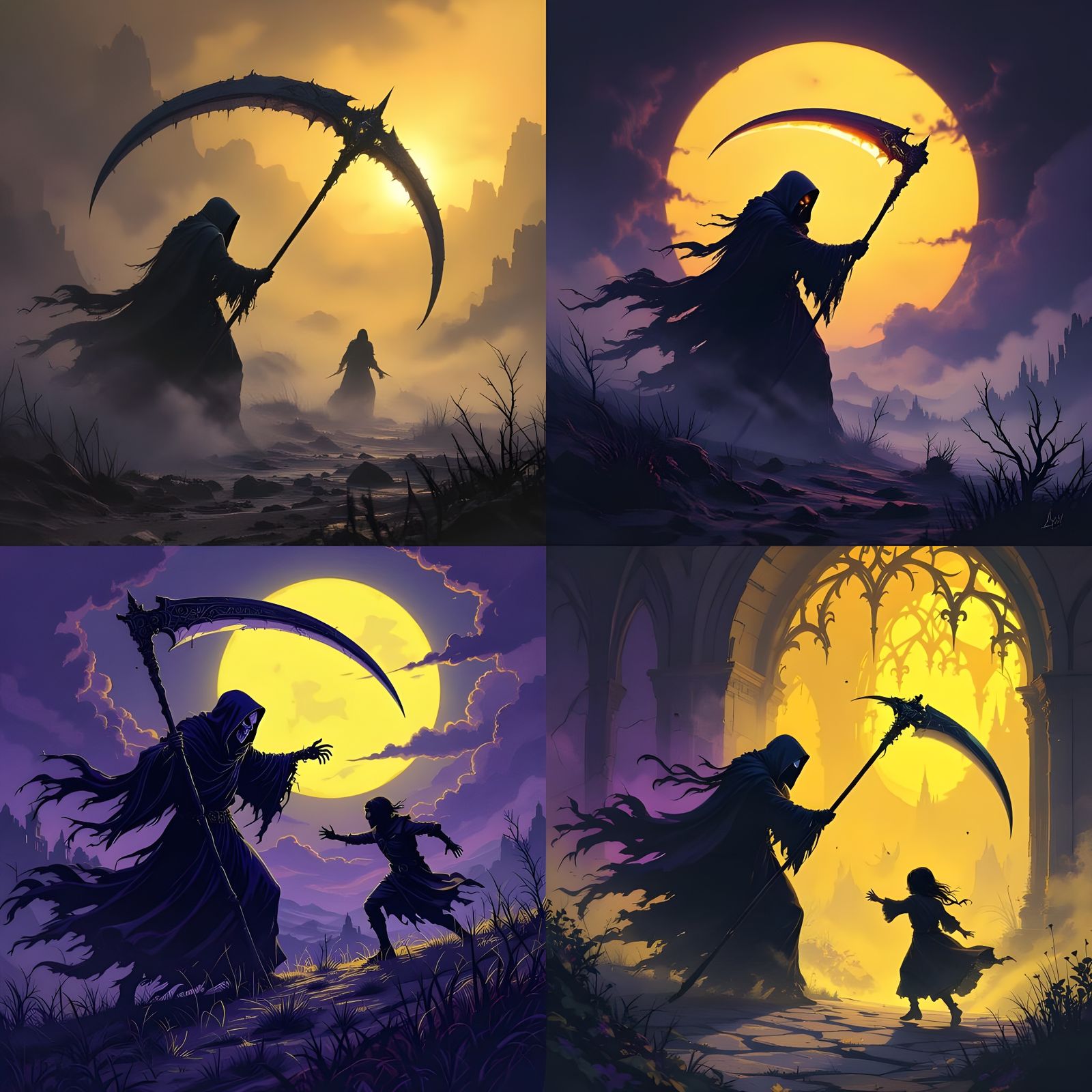Grim Reaper Hunts Prey in Dark Fantasy Art