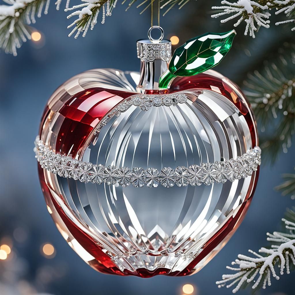 Detailed Crystal Apple Christmas Ornament