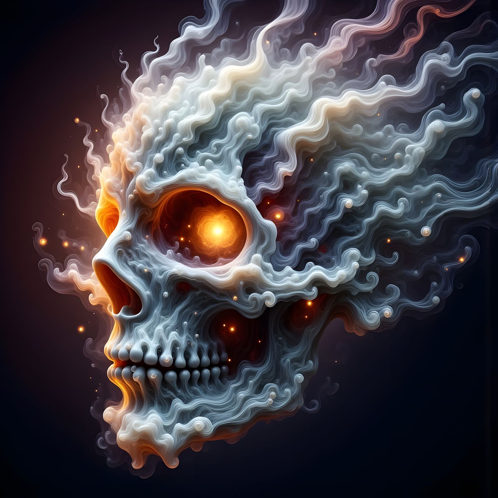 Ethereal Cosmic Skull Descending into the Void