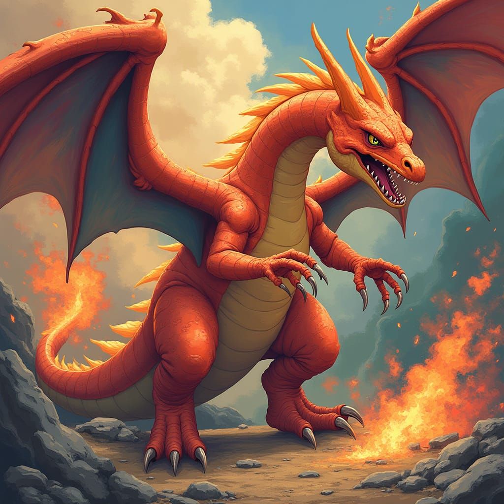 Charizard Zarude Fusion: Vibrant Anatomical Art