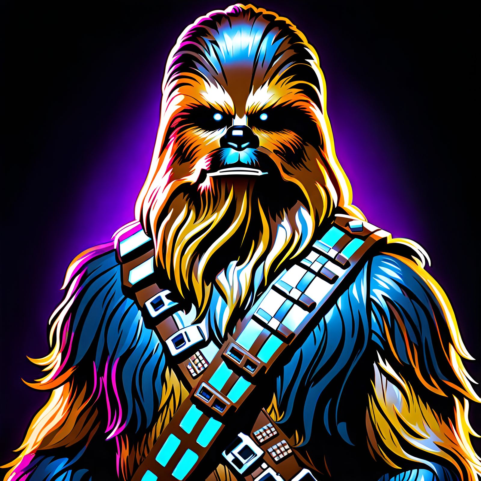 Detailed Full-Body Shot of Chewbacca with Black Light