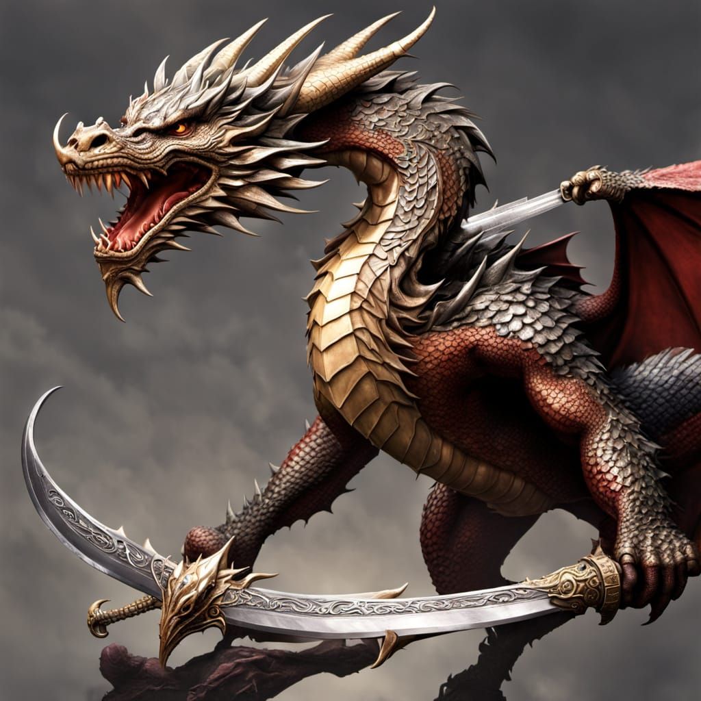 Dragon Shield and Sword Fantasy Art