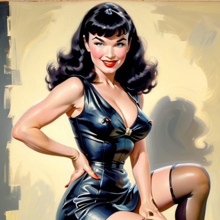 Bettie Page in Impressionistic Oil Painting Style