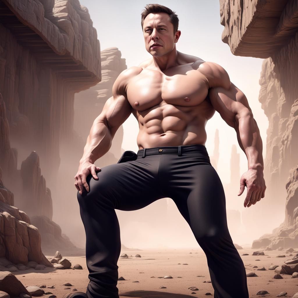 Muscular Man with Bodybuilder Physique: Detailed Matte Paint...