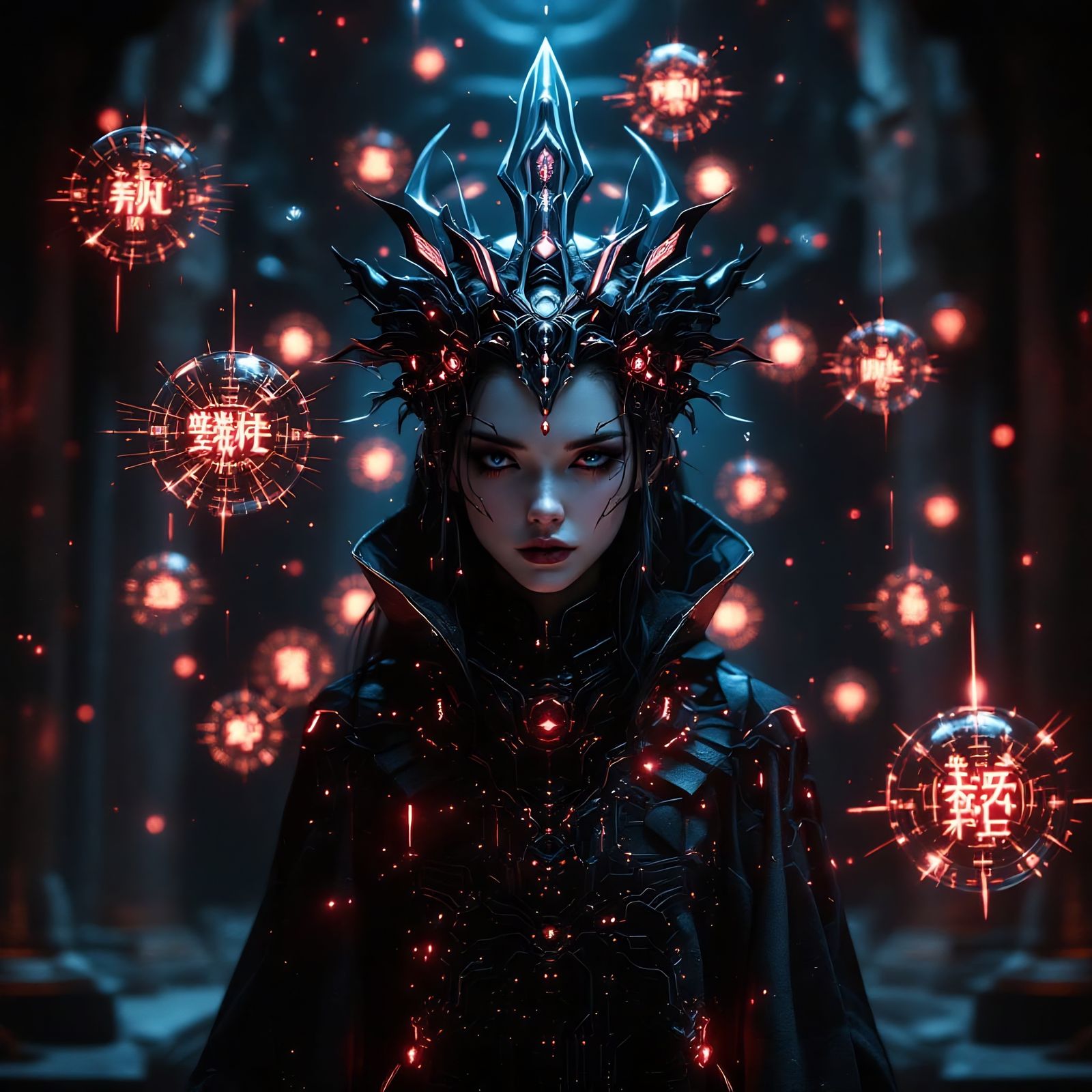 Oracle-Punk Girl in Futuristic Temple