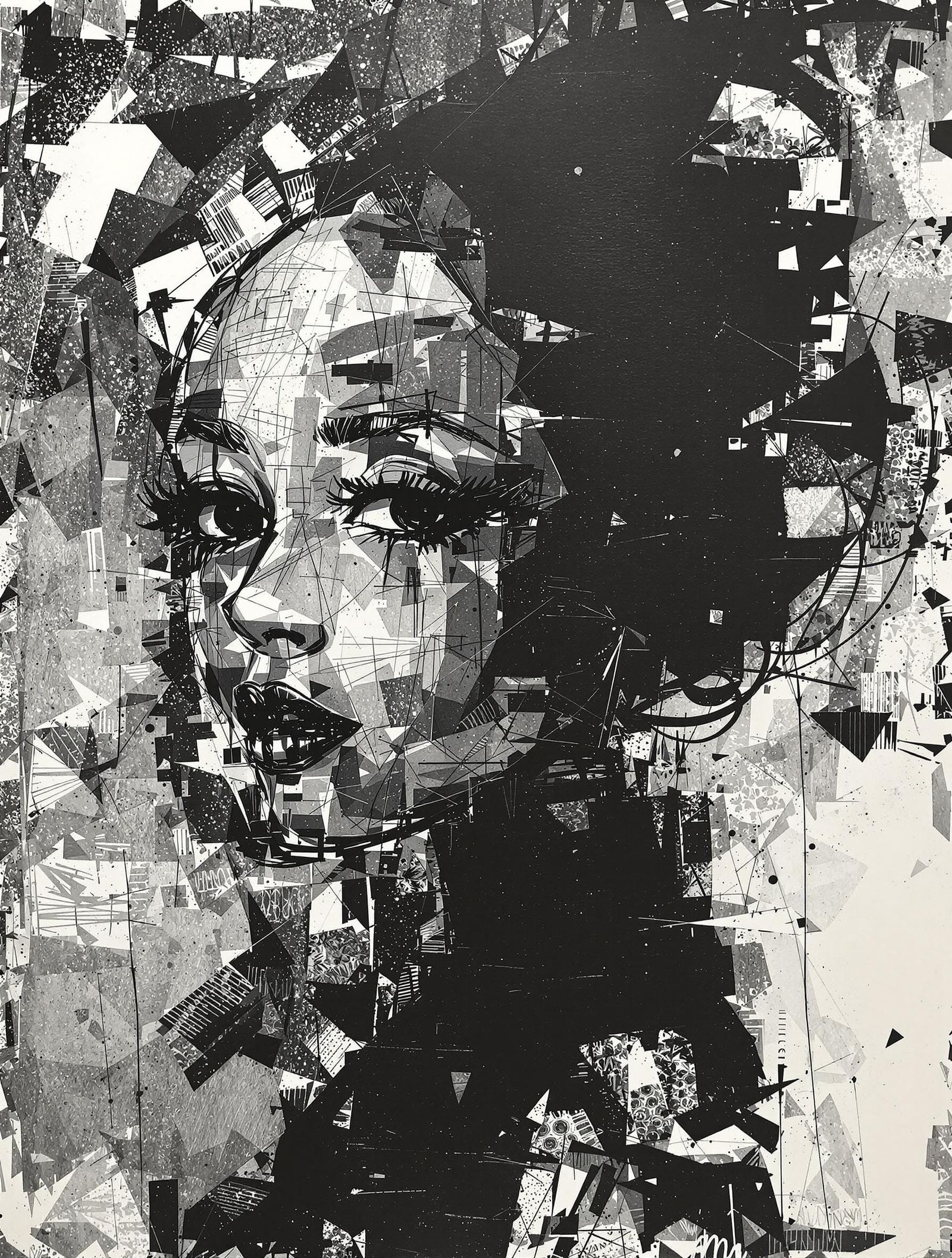 Art Deco Portrait in Pen and Ink Impasto Style