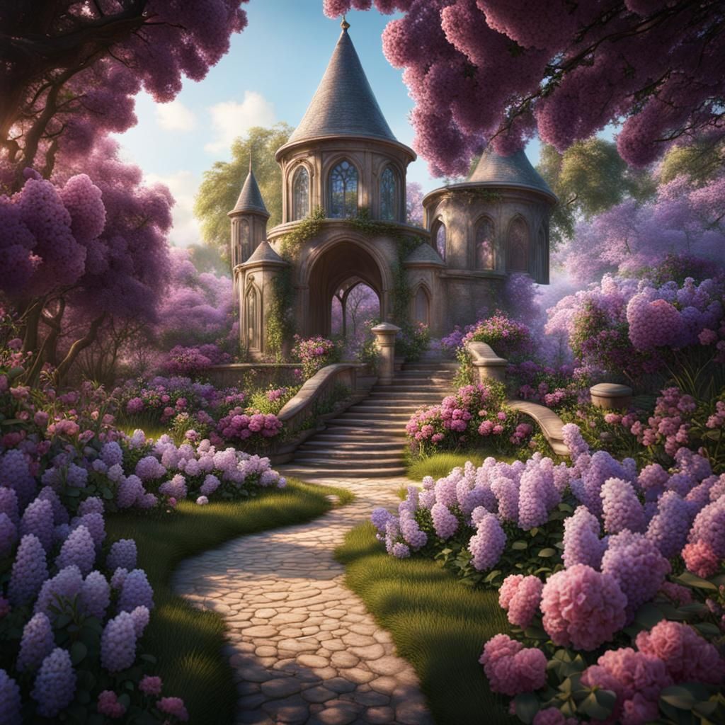 Enchanting Easter Garden with Lilacs and Roses