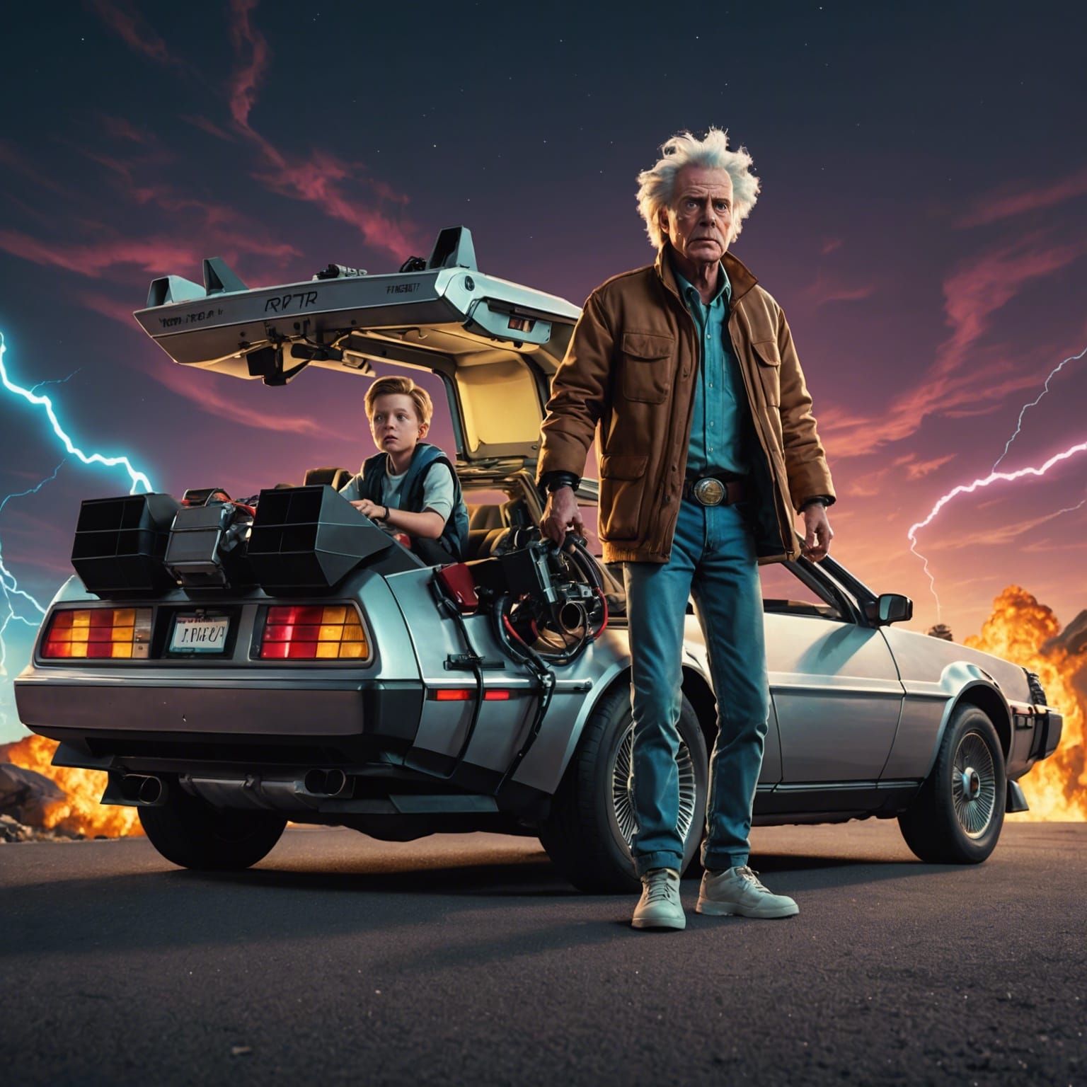 Back to the Future Meets Rick and Morty: Cinematic Still