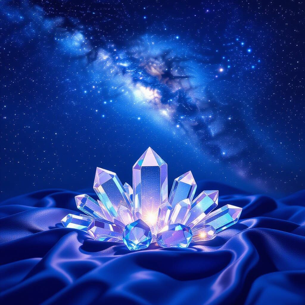 Luminous Crystals Under a Starry Night Sky