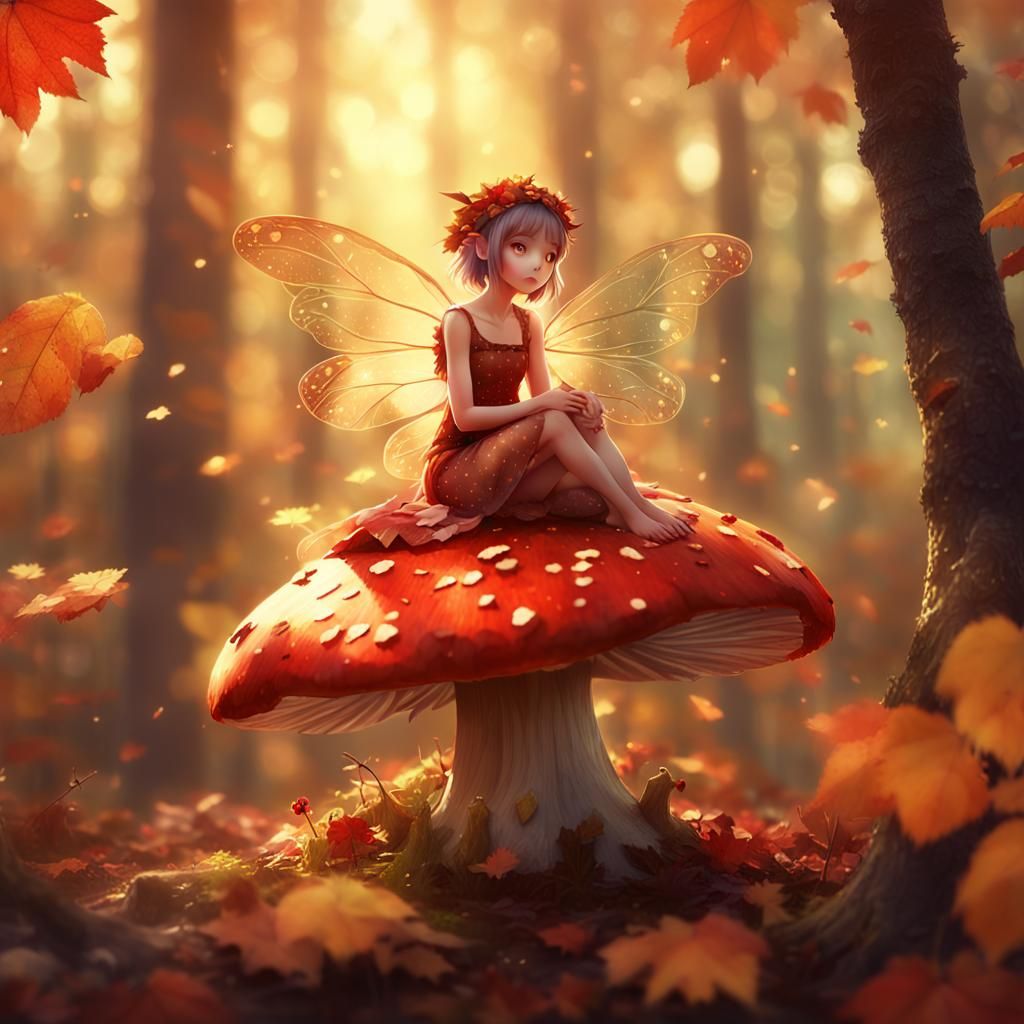 Autumnal Fairy in Forest: Whimsical 3D Anime Art
