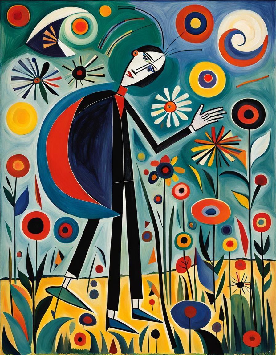 Abstrakter, surrealistischer Körper mit Händen, tanzt auf ei...