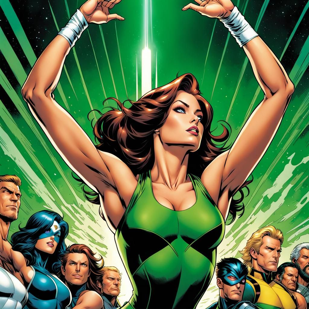 Dynamic Comic Book Art of Female Superhero