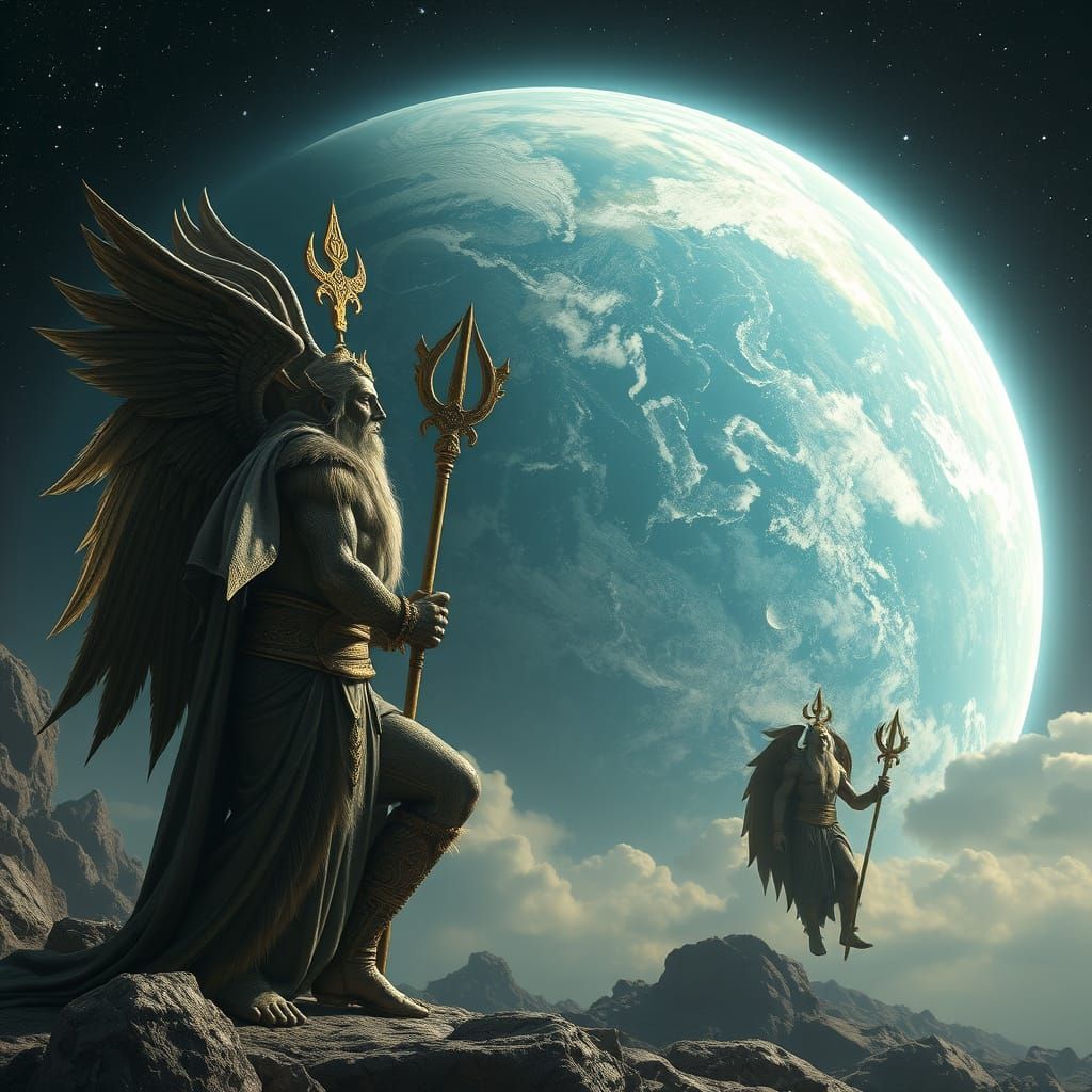 Ancient Gods Contemplate a Distant Earth