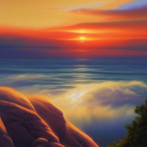 Lesbian Pride Flag Sunset Oil Painting