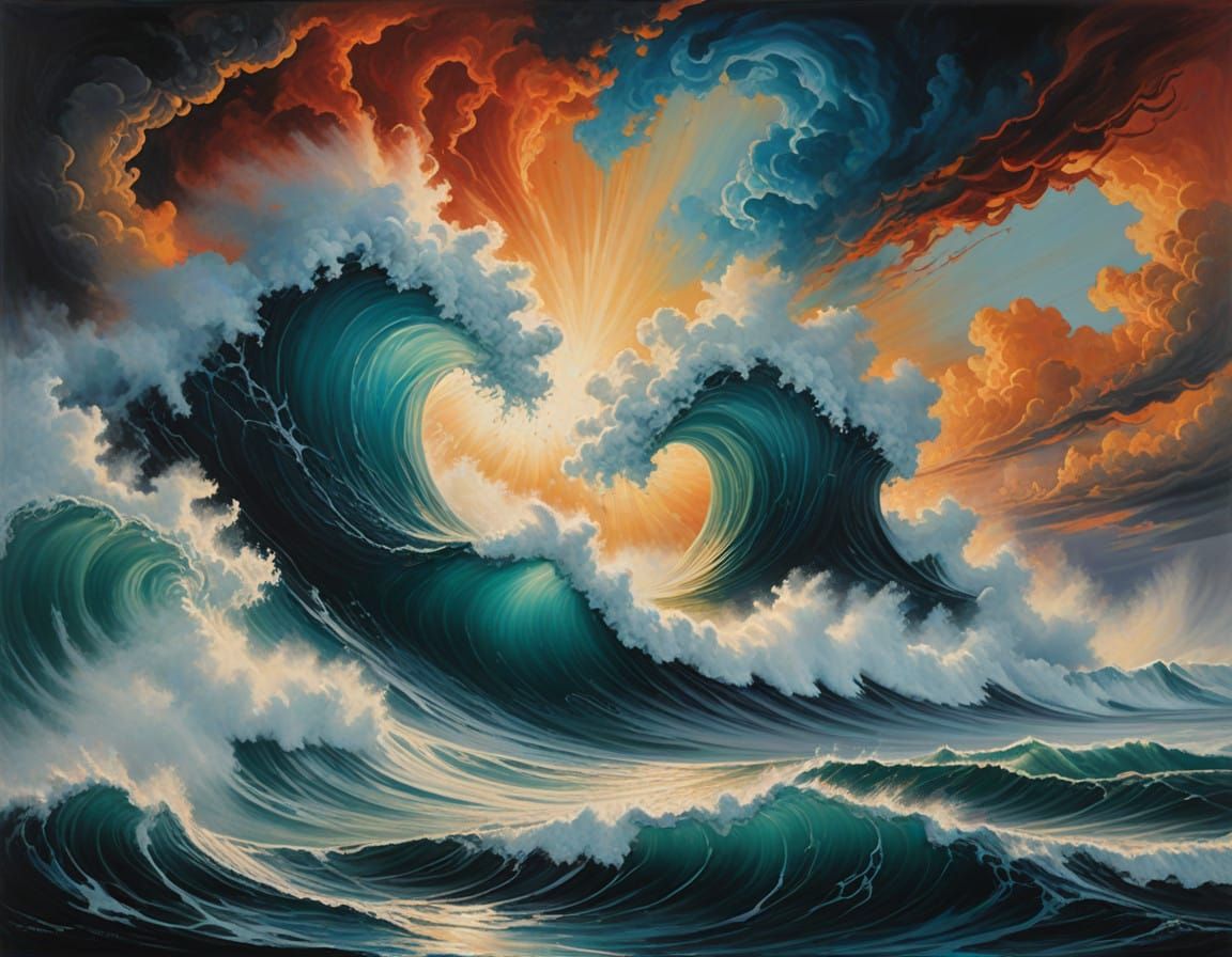 Ethereal Heavenly Realm in Grand Oil Painting Style