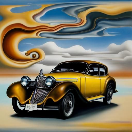 Kitsune Drives Car in Surreal Salvador Dali Style